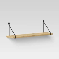 Wood Wall Shelf With Hanging Wire Natural/Black - Threshold™ -Decor House GUEST 039866d1 045f 491a b1ab e121d0a3d8e9