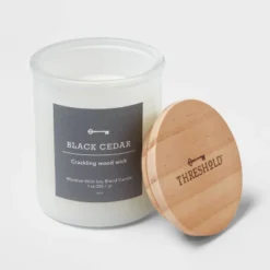 9oz Milky White Glass Woodwick Candle With Wood Lid And Stamped Logo Black Cedar - Threshold™ 5 9oz Milky White Glass Woodwick Candle With Wood Lid And Stamped Logo Black Cedar - Threshold™ -Decor House GUEST 03c5dd05 5786 45f7 806d 1bc1a99debba