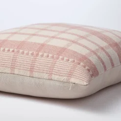 Square Woven Plaid Decorative Throw Pillow Mauve/Light Beige - Threshold™ Designed With Studio McGee: Cotton Dobby, Indoor Use, Hidden Zipper -Decor House GUEST 06572299 cbd5 4e2a 9603 dfee302fabb6