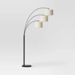 82"x56" Avenal 3-Head Shaded Arc Floor Lamp Black - Threshold™: Adjustable Standing Light For Living Room