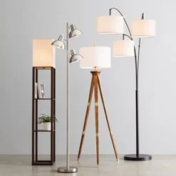 60"x16" Tripod Floor Lamp Oak Tone Wooden Finish - Threshold™: Elegant Standing Lighting, 3-Way Switch, UL Listed -Decor House GUEST 12eb9924 86da 4a28 9eaa 3aaed057f6ef 1