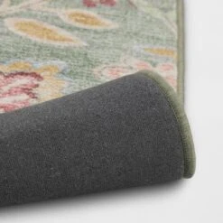 28"x84" Floral Memory Foam Runner Rug Sage Green - Threshold™ -Decor House GUEST 1955b3d9 c1c2 4323 bef0 b284223bb077