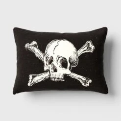 Oversize Skull And Crossbones Woven Cotton Lumbar Halloween Throw Pillow Black - Threshold™ 10 Oversize Skull And Crossbones Woven Cotton Lumbar Halloween Throw Pillow Black - Threshold™ -Decor House GUEST 1d93023f 85e9 4368 9e88 36202b7344a5