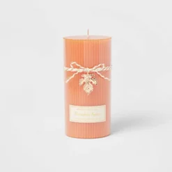 Ribbed Pillar Pumpkin Spice Candle - Threshold™ -Decor House GUEST 21f896e1 bbe7 4559 bf5f bbe5f97832cd