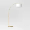 68"x41" Knurled Metal Arc Floor Lamp With Tiered Shade Brass - Threshold™: Curved Standing Illumination For Living Room -Decor House GUEST 2207f768 a8bf 4c56 b92f 67224c80eeec