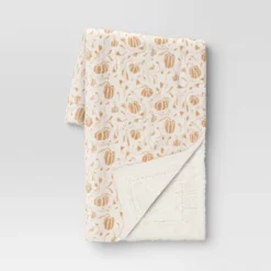 Mini Pumpkin Printed Plush With Shearling Reverse Throw Blanket - Threshold™ -Decor House GUEST 237115e9 eb80 4549 b675 8dff6cdea03e