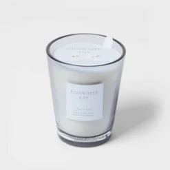 Colored Vase Glass With Dustcover Rainwater Lily Candle Gray - Threshold™ -Decor House GUEST 2e50a42e 63db 4b02 b057 d911289b4b14