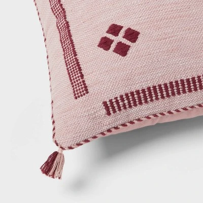 Cactus Silk Woven Square Diamond Dec Pillow Mauve - Threshold™: Indoor Cotton Fabric, Polyester Filled, Textile Design 5 Cactus Silk Woven Square Diamond Dec Pillow Mauve - Threshold™: Indoor Cotton Fabric, Polyester Filled, Textile Design - Image 3