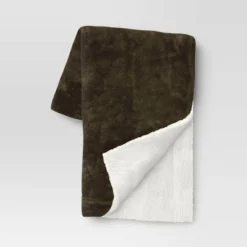 Solid Printed Plush With Shearling Reverse Throw Blanket - Threshold™ -Decor House GUEST 306f0669 f058 4c55 b504 55172c9555eb