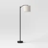Downbridge Floor Lamp With Shade Black/Tan - Threshold™: Ambient Light, Metal Base, Linen Drum