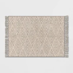 Diamond With Fringe Rug Gray - Threshold™ -Decor House GUEST 3d35566a 7cb6 48a8 968d cc81e5d838e7