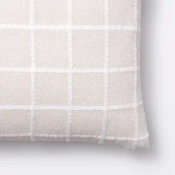 Oblong Woven Grid Decorative Throw Pillow Light Beige - Threshold™ Designed With Studio McGee: Cotton Ribbed, Indoor Rectangle Cushion -Decor House GUEST 49f374f5 cf8c 4114 a326 b05a8ff97c81
