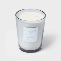 Colored Vase Glass With Dustcover Rainwater Lily Candle Gray - Threshold™ -Decor House GUEST 4dd3a894 6c80 4248 a2de 93743bf8dee9