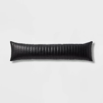 Lumbar Faux Leather Channel Stitch Decorative Throw Pillow - Threshold™ 7 Lumbar Faux Leather Channel Stitch Decorative Throw Pillow - Threshold™ - Image 5
