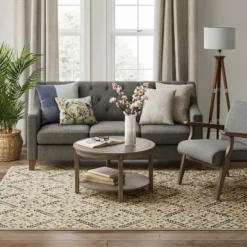 7'x10' Oxon Floral Mosaic Woven Area Rug Beige - Threshold™ -Decor House GUEST 53f3d43b 5807 43a0 b0cc d7841d858734