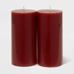 2pk Pillars Warm Cider & Cinnamon Red - Threshold™ -Decor House GUEST 5fecdd6e 5da9 48e9 866c c72973a56b09