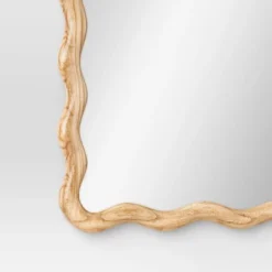 24"x 30" Scalloped Wall Mirror Natural Wood - Threshold™: Modern Style, Rectangle Shape, Wood Frame, Wall Mount -Decor House GUEST 607ce8fb 915e 430d 8be3 ec81ecfa1b81