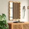 24"x 30" Scalloped Wall Mirror Natural Wood - Threshold™: Modern Style, Rectangle Shape, Wood Frame, Wall Mount -Decor House GUEST 65baffde 2ae7 4e5c 8b89 38514a51133a