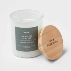 9oz Milky White Glass Woodwick Candle With Wood Lid And Stamped Logo Vetiver And Moss - Threshold™ -Decor House GUEST 661d98ea 79eb 43f2 8be7 16bfe41ae1ef