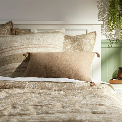 Oblong Traditional Tweed Decorative Throw Pillow Natural Brown - Threshold™ 3 Oblong Traditional Tweed Decorative Throw Pillow Natural Brown - Threshold™