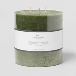 Pillar Candle Water Mint & Eucalyptus Green - Threshold™ -Decor House GUEST 758ed7d4 2bd7 4340 8e85 d3cb5afa8c79