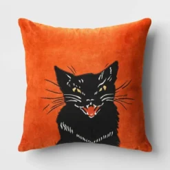 Fierce Cat Applique Cotton Velvet Square Halloween Throw Pillow - Threshold™ -Decor House GUEST 75d286a9 5b9e 4de0 9d76 c71c6fcc15aa