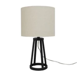 Medium Modern Industrial Assembled Table Lamp Black - Threshold™: UL Listed, Cotton-Linen Shade, Metal Body, No Bulb Included -Decor House GUEST 76ff91ca c377 471b af4b c11f51a8500f