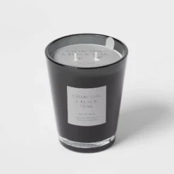 Colored Vase Glass With Dustcover & Black Teak Candle Black - Threshold™ -Decor House GUEST 7eb20721 3aad 4b54 8e74 2e0b39a53599