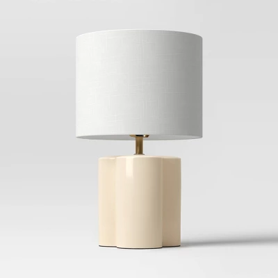 17"x10.25" Modern Clover Table Lamp Cream - Threshold™: Ceramic Base, Linen Shade, UL Listed, No Assembly Required 3 17"x10.25" Modern Clover Table Lamp Cream - Threshold™: Ceramic Base, Linen Shade, UL Listed, No Assembly Required