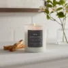 9oz Milky White Glass Woodwick Candle With Wood Lid And Stamped Logo Black Cedar - Threshold™ -Decor House GUEST 870b156d 32f7 4e67 b302 e6a77e02ba8d