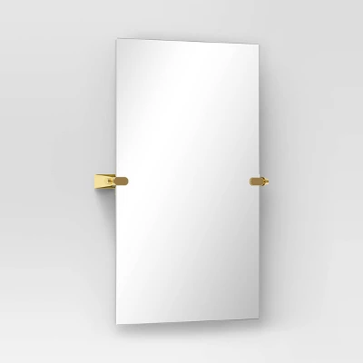 20" X 30" Frameless Rectangular Pivot Mirror Brass - Threshold™ 4 20" X 30" Frameless Rectangular Pivot Mirror Brass - Threshold™ - Image 2