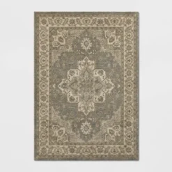 Medallion Jewel Boarder Persian Rug Cream/Gray - Threshold -Decor House GUEST 9c6255e0 5b41 4a38 97f4 48ea4bed8943