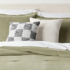 18"x18" Modern Woven Checkerboard Square Decorative Pillow Black - Threshold™: Cotton Fabric, Indoor Paisley & Floral Design