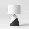 20.5"x12.5" Modern Table Lamp Black/White - Threshold™: Ceramic Base, Linen Shade, UL Listed, No Assembly Required