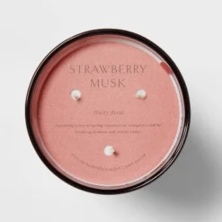 Colored Vase Glass With Dustcover Strawberry Musk Candle Red - Threshold™ -Decor House GUEST a1481056 0056 434b 8190 eafa8bcfa251