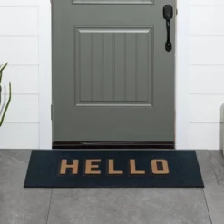 1'7.5"x3'11" 'Hello' Doormat Black/Tan - Threshold™ -Decor House GUEST a27f9ca5 14a7 4fc2 8728 28e6d1b52f17