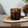 23oz XL 3-Wick Coconut + Honey Wooden Amber Glass With Wood Lid And Stamped Logo Amber - Threshold™ -Decor House GUEST add52e5f a9a6 4c7c 9581 95aed9462e3c