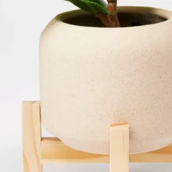 11.5" Faux Fiddle Leaf Plant With Stone Pot And Wooden Stand - Threshold™ -Decor House GUEST b1304dd9 0abf 4ce2 aaac 3be9c9cc5401