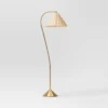 Gooseneck Floor Lamp With Natural Shade Brass - Threshold™: Adjustable, Rattan Shade, ETL Listed, Metal Base -Decor House GUEST b1fa38ad 81d6 4be4 bf88 c44b8076131e