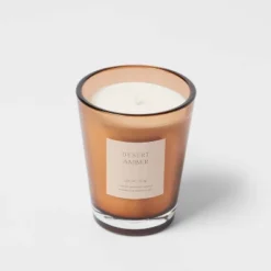 Colored Vase Glass With Dustcover Desert Amber Candle Brown - Threshold™ -Decor House GUEST b38f17b2 0d53 4c5b bb58 f4b0dd118311