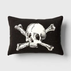Oversize Skull And Crossbones Woven Cotton Lumbar Halloween Throw Pillow Black - Threshold™ 11 Oversize Skull And Crossbones Woven Cotton Lumbar Halloween Throw Pillow Black - Threshold™ -Decor House GUEST b45186ba 7db4 4537 829f d4aedfe091ea