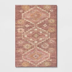 Southbury Washable Printed Diamond Persian Style Rug Rust - Threshold™ -Decor House GUEST b5d6df13 0c44 4a2b b43b 41b2a9d69bf7