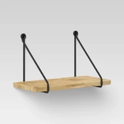 Wood Wall Shelf With Hanging Wire Natural/Black - Threshold™ -Decor House GUEST bb26f91a 6bd6 4d71 8b2b f837867b48f4