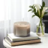 14oz Lidded Gray Glass Jar Crackling Wooden 3-Wick Candle With Paper Label Coconut And Honey  - Threshold™ -Decor House GUEST be5a183f bab6 4653 b17a da679b4793f2