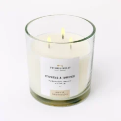 Clear Glass Cypress & Juniper Candle White - Threshold™ Designed With Studio McGee -Decor House GUEST c05f8e5e 1576 4545 b07d 520c46fcaae9