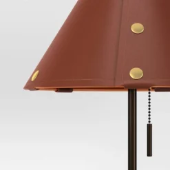 Table Lamp With Leather Shade Brown - Threshold™: Metal Base, Cone Shape, No Assembly, SGS Certified, 20" Height -Decor House GUEST c21d548e 4dc3 470a 8da6 4d055d364995
