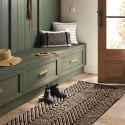 2'4"x7' Handloom Chevron Runner Rug Black - Threshold™: Jute & Cotton, Indoor, Abstract Pattern, OEKO-TEX Certified