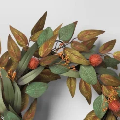 Fall Leaf Wreath Green - Threshold™ -Decor House GUEST c7c29f64 eb5f 4d64 b861 541a6b6aac6c