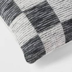 18"x18" Modern Woven Checkerboard Square Decorative Pillow Black - Threshold™: Cotton Fabric, Indoor Paisley & Floral Design -Decor House GUEST cae60e0c 6252 4308 8c11 b7e7f3344349
