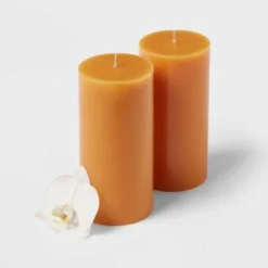 2pk Pillars Vanilla Pumpkin Orange - Threshold™ -Decor House GUEST d3d9cbaa ed60 4d03 b139 925d373adb27